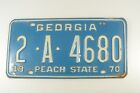 1970 Georgia Peach State License Plate # 2-A-4680