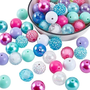 PH PandaHall 50pcs Chunk Beads, 20mm Focal beads Bubblegum Beads Colorful Pen... - Picture 1 of 9