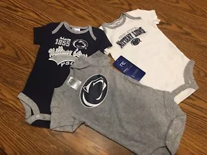 Penn State Nittany Lions NCAA Infant Boys' 3-Pack SS Bodysuits, 0-3 Months, NWT - Picture 1 of 7
