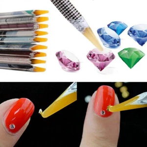 2X Resin Rhinestones Picker Pencil Nail Art Gem Crystal Pick Up Tool Wax Pen NEW - Picture 1 of 8