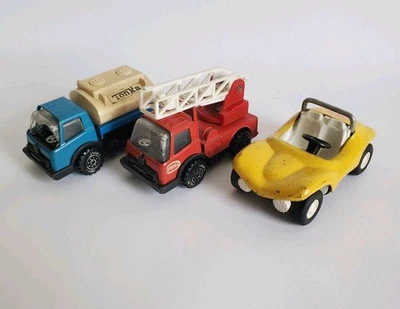 Lotto 3 Veicoli Miniatura Tonka Metallo Vintage 9 CM Dont Buggy Gialla & 2 - Immagine 1 di 4