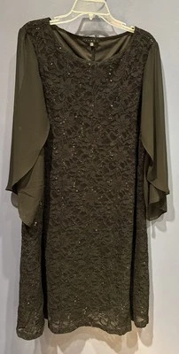 20W Tiana B Sparkle Flutter Sheer Sleeve Black Dress Lined Sparkly Sequin - Image 1 of 4