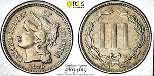 1870 3CN - PCGS XF DETAILS - ***SEE DESCRIPTION*** - FREE SHIPPING! - Picture 1 of 4