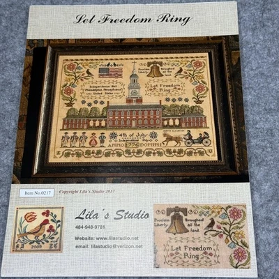 Lila's Studio Let Freedom Ring Cross Stitch Pattern Independence Hall USA Histor - Image 1 of 4
