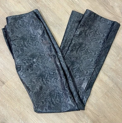 VTG Y2K 90s Blue Black Faux Snake Skin Leather Pants 26-28” Waist Bootcut - Image 1 of 4