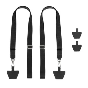 2Pcs Smart Phone Lanyard with 4 Patches, Black (55-30cm) - Zdjęcie 1 z 6