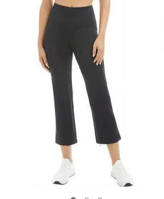 NEW Jockey Women's XL Cropped Slit Flare Pants Black Salt 25" Inseam Side Pocket - Image 1 of 4