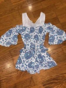 Limited Too Blue Flower Romper XL 6X - Picture 1 of 3