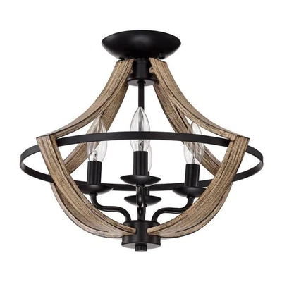 12,9 pulgadas. Luz de montaje semi-al ras interior negra de 4 luces con kit de luz Foto 1 de 3