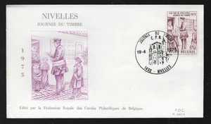 Día del sello de Bélgica 1975. Cartero FDC. Cubierta Primer Día Nivelles - Imagen 1 de 1