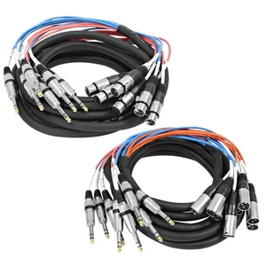 - SAXT-8x15_MF - 8 Channel 15 Foot 1/4 Inch TRS to XLR Male and XLR Female Sn... - Picture 1 of 3