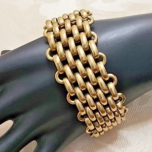 VINTAGE LUCKY BRAND HEAVY LINK CHAIN BRACELET GOLD TONE STATEMENT PIECE - Picture 1 of 6