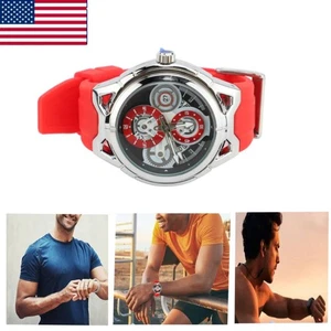 Reloj Pulsera Hombre Cuarzo Impermeable Estilo Moda Luminoso Rojo Silicona Reloj - Imagen 1 de 7