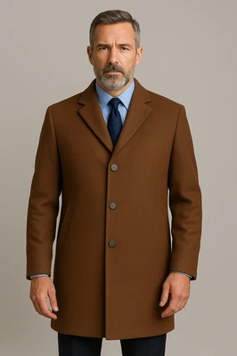 Abrigo largo/medio Jos A Bank marrón 100 % lana para hombre talla 44S EE. UU. Foto 1 de 4