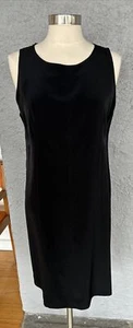 VINTAGE 80'S PRADA BLACK CREPE TANK DOUBLE SEAMED FRONTKNEE LEGNTH DRESS S46 - Picture 1 of 16