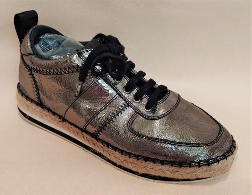 ALEXANDER MCQUEEN Scarpe Oxford McQ McQueen arricciate in pelle peltro taglia 38 USA taglia 8