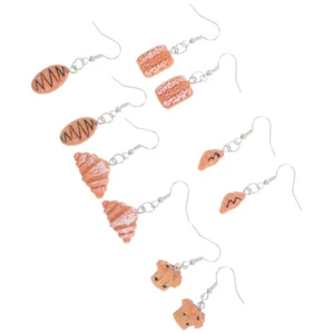 5 Pairs Simulierte Lebensmittelohrringe Fräulein Kind Brot Anhänger - Bild 1 von 12