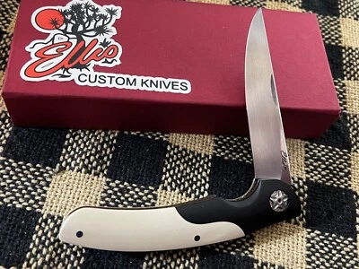 JOHAN ELLIS CUSTOM ORYX WHITE & BLACK PAPER MICARTA RWL 34 STEEL SLIPJOINT KNIFE - Image 1 of 4