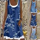 ️ Womens Casual Lace Sleeveless T-Shirt Dress Crew Neck Floral Tank Sundress US