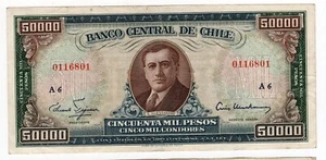 Chile 1960-61 Alessandri 50000 pesos 50 escudos A6 - Imagen 1 de 2
