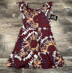 Girl' Button-Front Flutter Sleeve Dress - Art Class Small (6/6X) Maroon New - Picture 1 of 4
