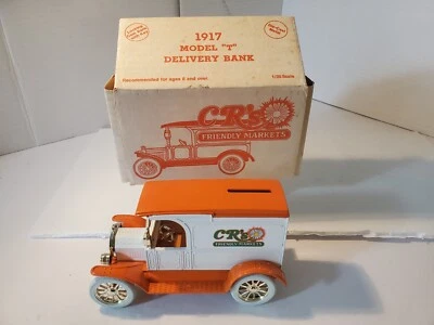 复古 CR's FRIENDLY MARKETS ERTL 美国全新 1917 年 T 型配送银行 1:25 比例 — 第 1/4 张图片