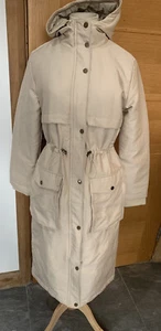 RRP£119 BNWT Womens OASIS Longline Quilted Winter Parka Natural Sz 8 - Picture 1 of 11
