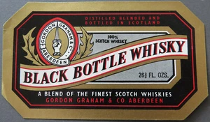 Vintage Gordon Graham BLACK BOTTLE WHISKEY LABEL Scotland Scotch 4-7/8" - Picture 1 of 1
