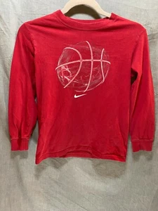 Nike Shirt Boys Medium Red Basketball Swoosh Pullover Sweatshirt Kids Youth - Picture 1 of 8