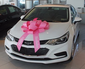 30" Big Pink "Happy Birthday" Magnetic Car Bow - Made In USA - Picture 1 of 1