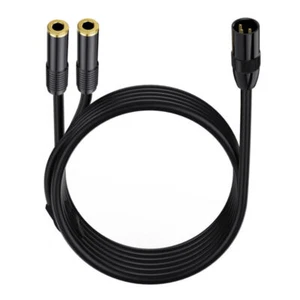 XLR Male to 2 x 6.35mm 1/4'' TRS Female Microphone Stereo Audio Y Splitter 1.8m - Picture 1 of 7