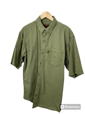 Bob Timberlake Men's L Short Sleeve Button-Down  Shirt Olive Green 100% Cotton - Image 1 of 4