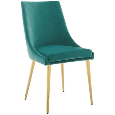 Modway Viscount 19" Modern Performance Velvet Dining Chair in Teal Blue - Image 1 of 4