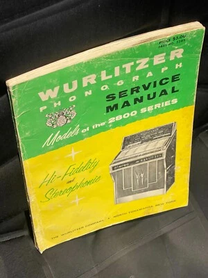 Manual de Servicio Original Wurlitzer Fonógrafo Modelo Serie 2800 Foto 1 de 4