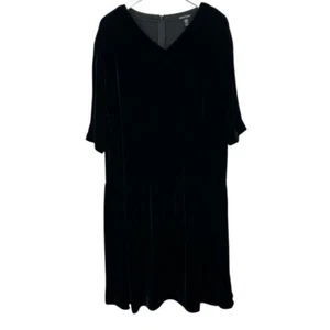 Eileen Fisher Velvet Dress Medium Drop Waist 20% Silk Cocktail Holiday Dressy - Picture 1 of 12