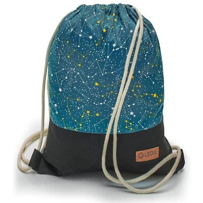 Leon By Bers Premium Turnbeutel Rucksack 35x45cm "KINDER STERNENBILD PETROL" - Bild 1 von 4