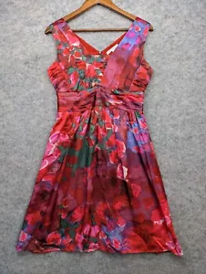 Banana Republic Dress Womens 6 Red Watercolor Silk Sheath Sleeveless City Femme - Picture 1 of 15