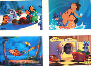 4 Disney Store 11" x 14" Lithographs LILO AND STITCH 2002 & Mint With Portfolio