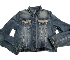 Grace in LA denim trucker jacket embroidery aztec Women’s XL - Picture 1 of 10