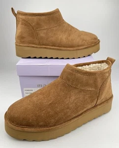 Madden Girl Power Booties Tan Size 10 Womens Poweerr Fab Faux Suede Boot Pull On - Picture 1 of 12