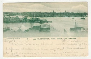 MASSACHUSETTS OLD COLOR POSTCARD 1906 VLOUCESTER MA FROM THE HARBOR - Picture 1 of 2