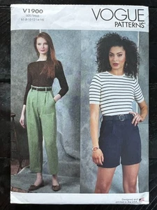 UNCUT Vogue V1900 Misses High-Waisted Shorts & Pants (8-26) Sewing Pattern - Picture 1 of 8