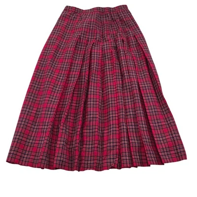 VTG NEW Pendleton Red Plaid Tartan Wool Pleated Midi Skirt USA Made Women 10 - Image 1 of 4