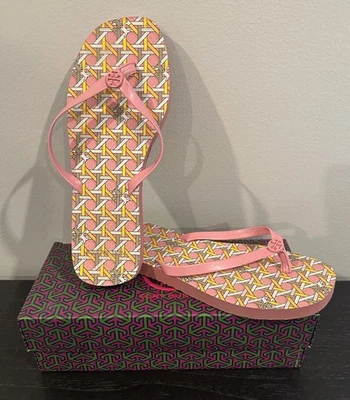TORY BURCH Blushing/Pink Caning Logo Geo 650  Flip Flop - Sz 7 - Image 1 of 2