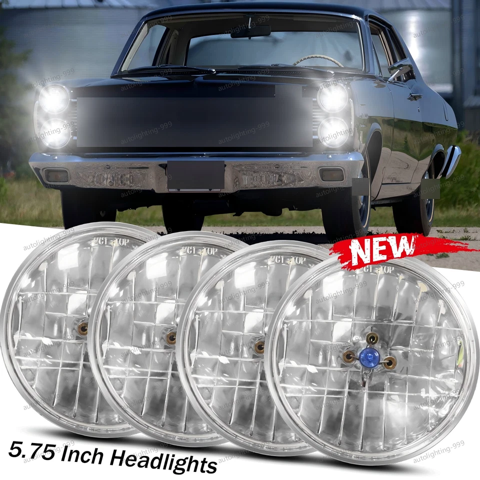 4x 5.75" Round Halogen Headlight Hi/Lo for Mercury Cougar 1967-76 Monterey Comet - Image 1 of 4