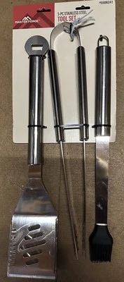 Master Forge 3 Piece Prestige Stainless Steel Tool Set BBQ Grill Cooking NEW! - Image 1 of 4