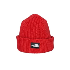 The North Face Logo Salty Dog Olive Red Youth Junior OSFA Knitted Beanie - Picture 1 of 4
