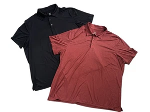2 Men 3XL (54-56) Short Sleeve Polo shirts Black Rust Terracotta - Picture 1 of 6
