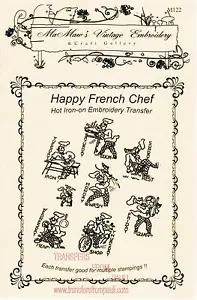 Happy French Chef DOW Iron Embroidery Transfers by MaMaw's Vintage Embroidery - Picture 1 of 1