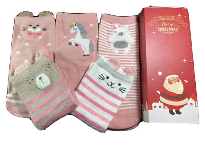 Super Cute Women/Youth Socks Unicorn,Lion,Pig,Cat,Bear [5 Pairs] - Image 1 of 4